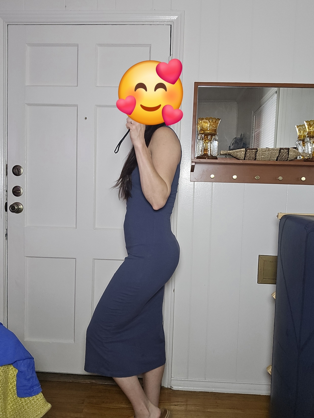 JAMES PERSE Dusty Blue Bodycon Midi Dress